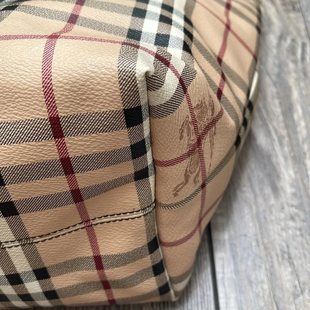Authentic Burberry Plaid Haymarket Salisbury Tote Shoulder Bag Double Handle - Picture 8 of 17